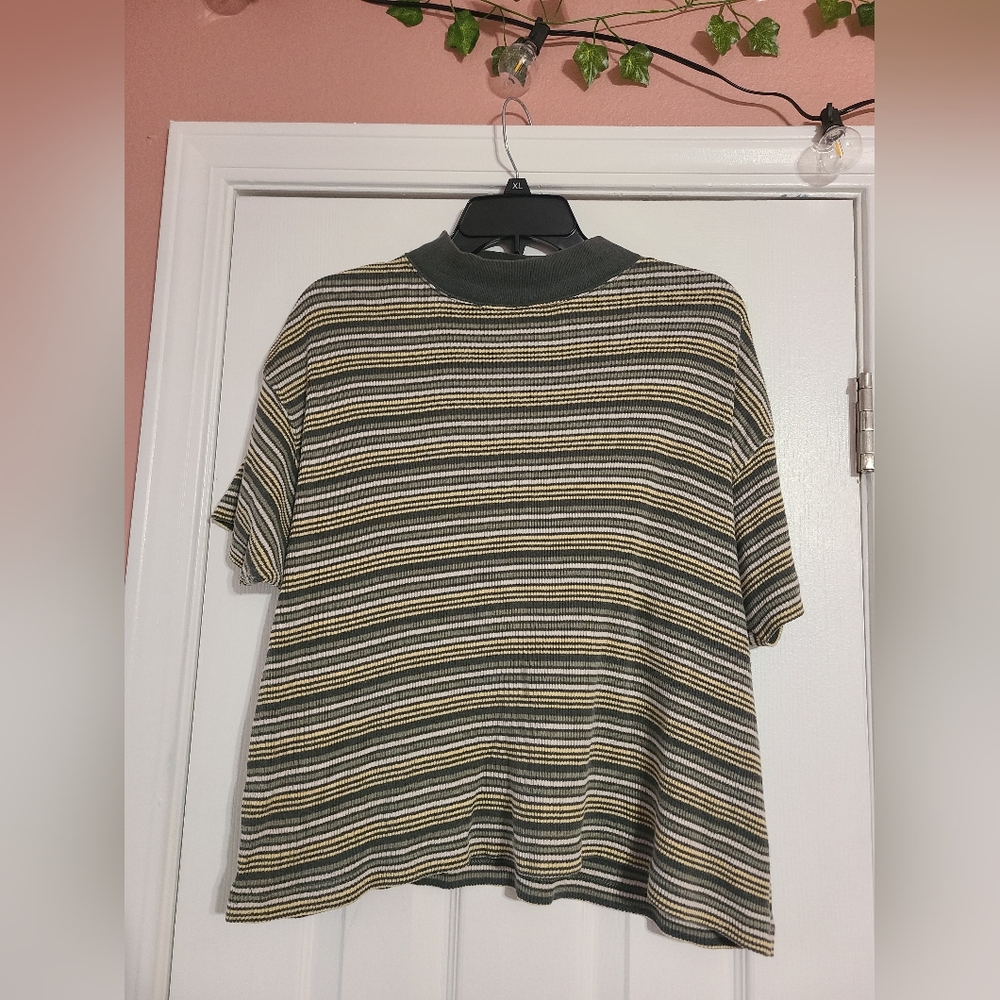 Christopher & Banks Ribbed Striped Top - Green, Yellow, White